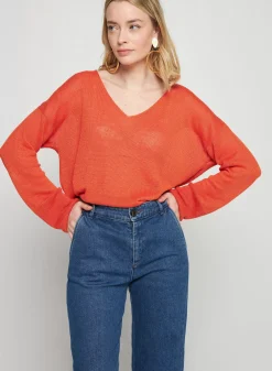 Maison Montagut Pulls>Pull Oversize Col V En Lin - Tiphaine