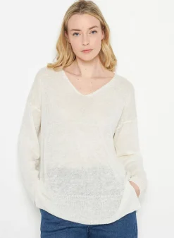 Maison Montagut Pulls>Pull Oversize Col V En Lin - Tiphaine