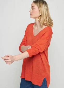 Maison Montagut Pulls>Pull Oversize Col V En Lin - Tiphaine