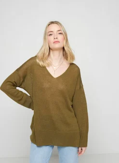 Maison Montagut Pulls>Pull Oversize Col V En Lin - Tiphaine