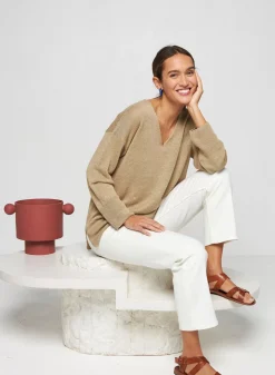 Maison Montagut Pulls>Pull Oversize Col V En Lin - Tiphaine