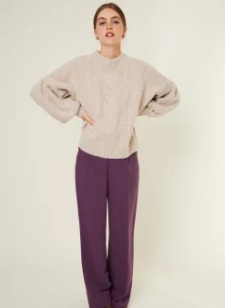 Maison Montagut Pulls>Pull Ras De Cou Chine En Laine Melangee - Laetitia
