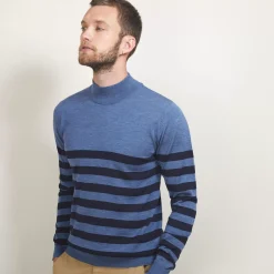 Maison Montagut Pulls>Pull Raye Col Montant En Laine - Lazar