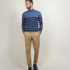Maison Montagut Pulls>Pull Raye Col Montant En Laine - Lazar