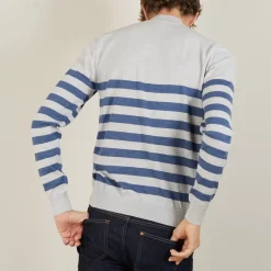Maison Montagut Pulls>Pull Raye Col Montant En Laine - Lazar