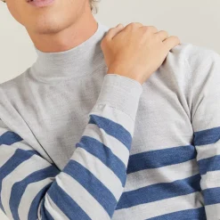 Maison Montagut Pulls>Pull Raye Col Montant En Laine - Lazar