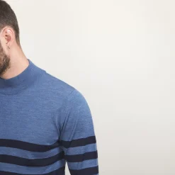 Maison Montagut Pulls>Pull Raye Col Montant En Laine - Lazar