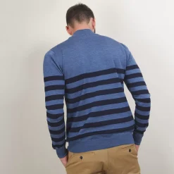 Maison Montagut Pulls>Pull Raye Col Montant En Laine - Lazar