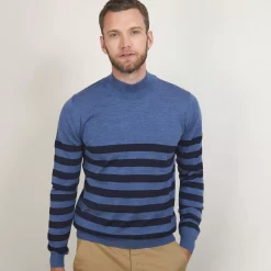 Maison Montagut Pulls>Pull Raye Col Montant En Laine - Lazar