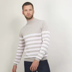 Maison Montagut Pulls>Pull Raye Col Montant En Laine - Lazar