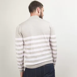 Maison Montagut Pulls>Pull Raye Col Montant En Laine - Lazar