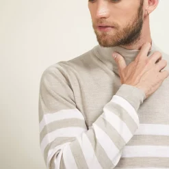 Maison Montagut Pulls>Pull Raye Col Montant En Laine - Lazar
