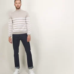 Maison Montagut Pulls>Pull Raye Col Montant En Laine - Lazar