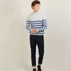 Maison Montagut Pulls>Pull Raye Col Montant En Laine - Lazar