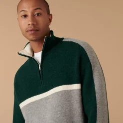 Maison Montagut Pulls>Pull Tricolore Col Camionneur En Laine Alpaga - Augustin