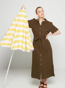 Maison Montagut Robes>Robe Chemise Manches Courtes En Lin - Tori