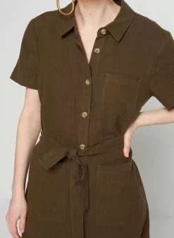 Maison Montagut Robes>Robe Chemise Manches Courtes En Lin - Tori