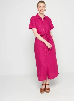 Maison Montagut Robes>Robe Chemise Manches Courtes En Lin - Tori
