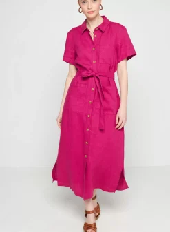 Maison Montagut Robes>Robe Chemise Manches Courtes En Lin - Tori
