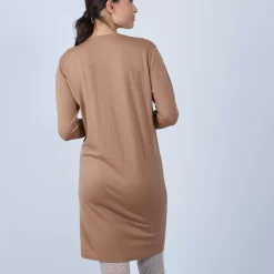 Maison Montagut Robes>Robe Col Rond En Laine Merinos - Blanche