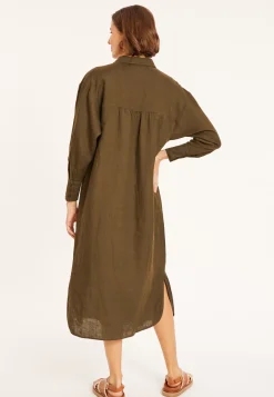 Maison Montagut Robes>Robe Longue Col Polo En Lin - Valerie