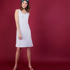 Maison Montagut Robes>Robe Longue En Lin Flamme - Bardot