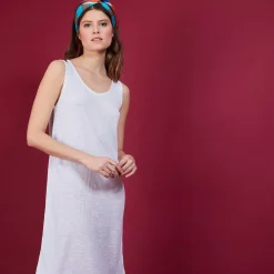 Maison Montagut Robes>Robe Longue En Lin Flamme - Bardot
