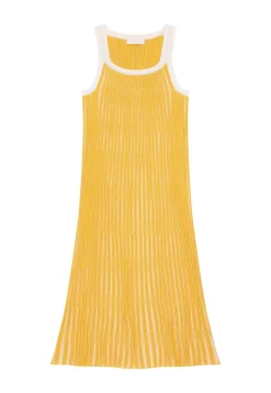 Maison Montagut Robes>Robe Plissee En Coton Bio - Melodie Moutarde