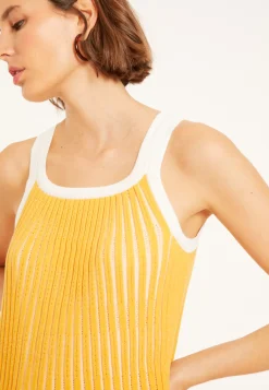 Maison Montagut Robes>Robe Plissee En Coton Bio - Melodie Moutarde