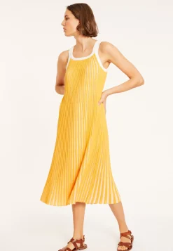 Maison Montagut Robes>Robe Plissee En Coton Bio - Melodie Moutarde