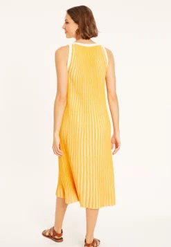 Maison Montagut Robes>Robe Plissee En Coton Bio - Melodie Moutarde