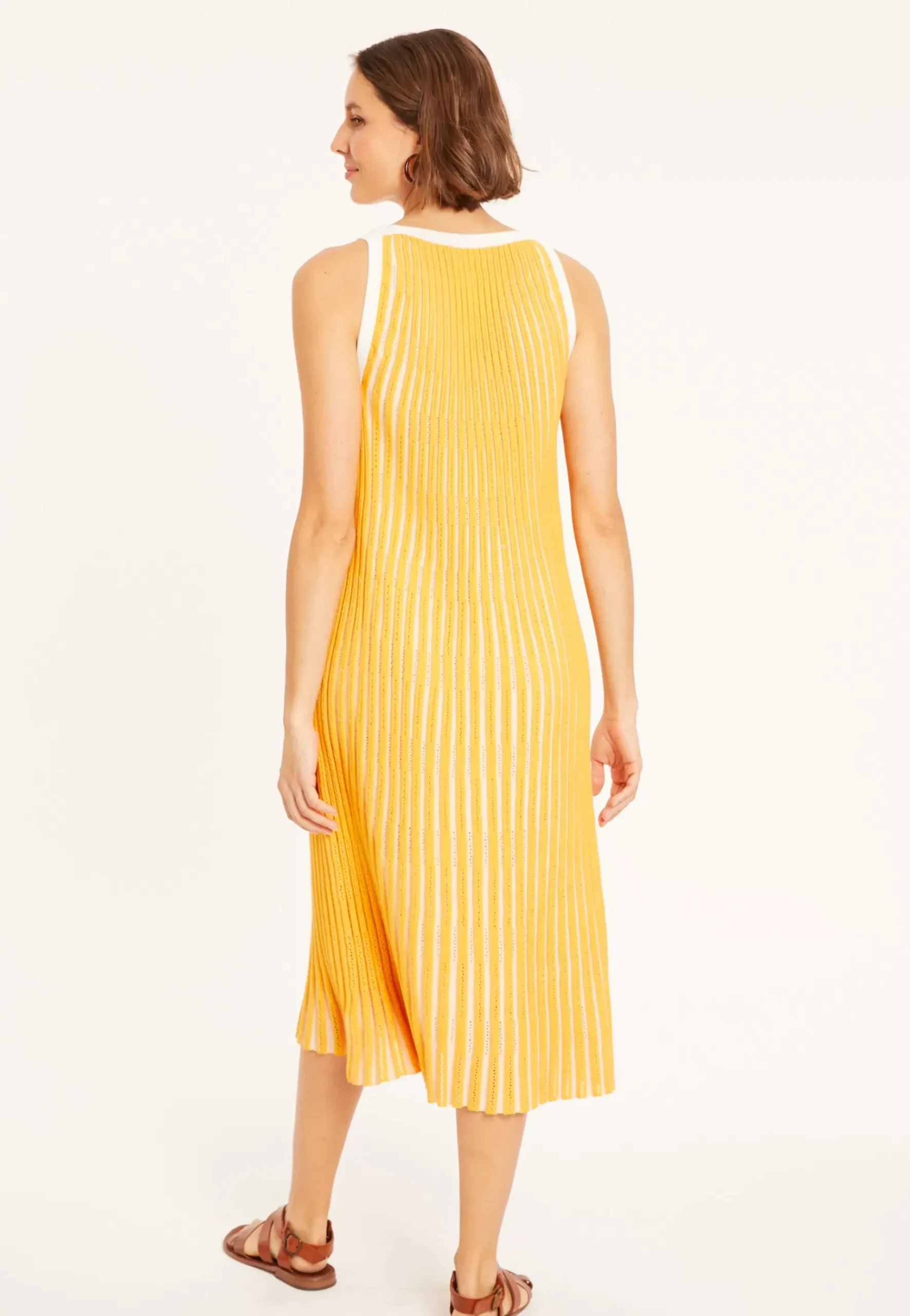 Maison Montagut Robes>Robe Plissee En Coton Bio - Melodie Moutarde