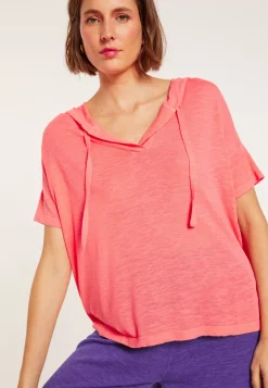 Maison Montagut T-Shirts>Sweat A Capuche En Lin Flamme - Pivoine