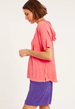 Maison Montagut T-Shirts>Sweat A Capuche En Lin Flamme - Pivoine