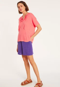 Maison Montagut T-Shirts>Sweat A Capuche En Lin Flamme - Pivoine