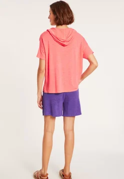 Maison Montagut T-Shirts>Sweat A Capuche En Lin Flamme - Pivoine