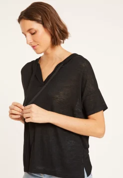 Maison Montagut T-Shirts>Sweat A Capuche En Lin Flamme - Pivoine