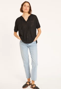 Maison Montagut T-Shirts>Sweat A Capuche En Lin Flamme - Pivoine