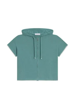 Maison Montagut Pulls>Sweat Zippe Manches Courtes En Coton Brosse - Mackenzie