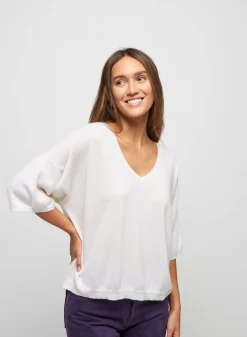 Maison Montagut T-Shirts>T-Shirt A Manches Coudes En Cachemire Light - Solange