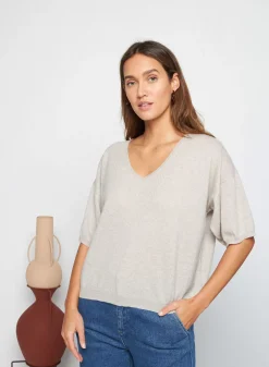 Maison Montagut T-Shirts>T-Shirt A Manches Coudes En Cachemire Light - Solange