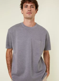 Maison Montagut T-Shirts>T-Shirt Ample Avec Poche En Laine Merinos - Florentin