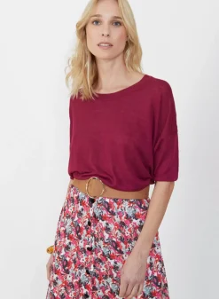 Maison Montagut T-Shirts>T-Shirt Ample Col Rond En Lin Flamme - Mairena