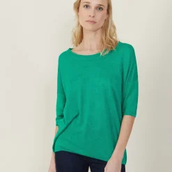 Maison Montagut T-Shirts>T-Shirt Ample Col Rond En Lin Flamme - Mairena