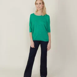 Maison Montagut T-Shirts>T-Shirt Ample Col Rond En Lin Flamme - Mairena
