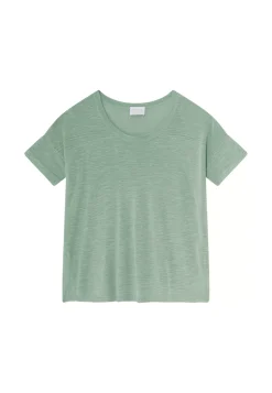 Maison Montagut T-Shirts>T-Shirt Ample Col Rond En Lin Flamme - Pavot