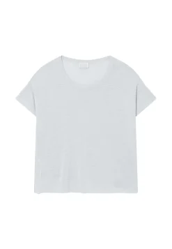 Maison Montagut T-Shirts>T-Shirt Ample Col Rond En Lin Flamme - Pavot