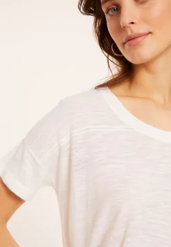 Maison Montagut T-Shirts>T-Shirt Ample Col Rond En Lin Flamme - Pavot