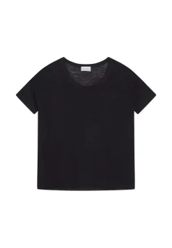 Maison Montagut T-Shirts>T-Shirt Ample Col Rond En Lin Flamme - Pavot