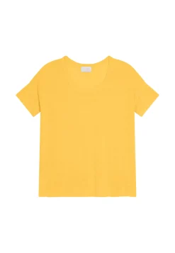 Maison Montagut T-Shirts>T-Shirt Ample Col Rond En Lin Flamme - Pavot